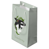 Orca Kerstfeestdag Kaart Klein Cadeauzakje (Achterkant Gekanteld)