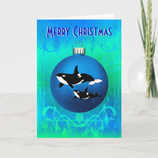 Orca Kerstmis - 7 x 5 inch kaart (Voorkant)