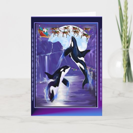 Orca Kerstmis Feestdagen Kaart (Voorkant)