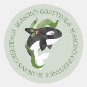 Orca Kerstmis Ronde Sticker (Voorkant)