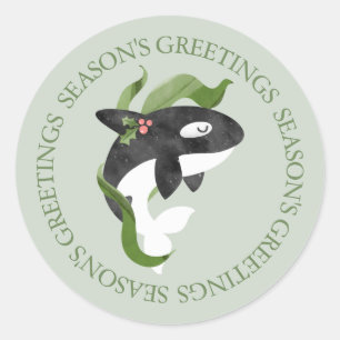 Orca Kerstmis Ronde Sticker