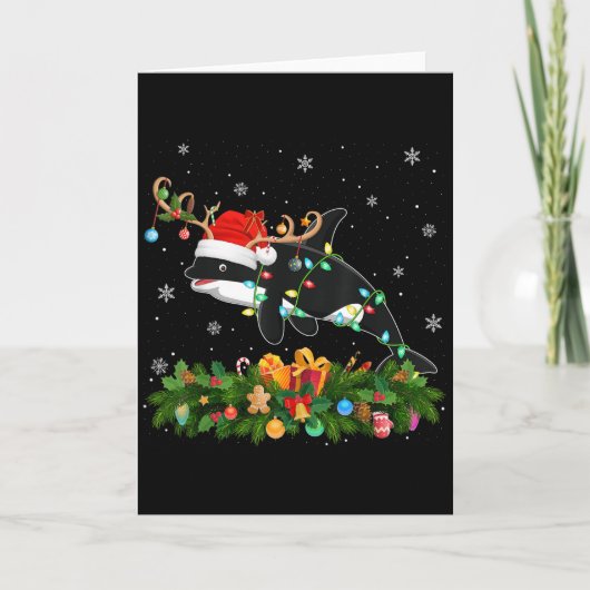 Orca Kerstverlichting Rendier Kerstman Hoed Orca K Kaart (Voorkant)