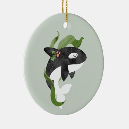 Orca kerstversiering keramisch ornament (Rechts)