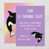 Orca Killer Whale Birthday Invitation Kaart (Voorkant / Achterkant)