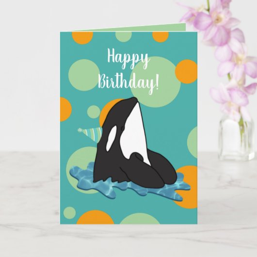 orca Killer Whale Birthday Kaart (Orchidee)