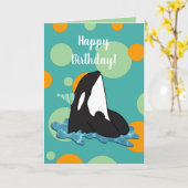  orca Killer Whale Birthday Kaart (Gele Bloem)