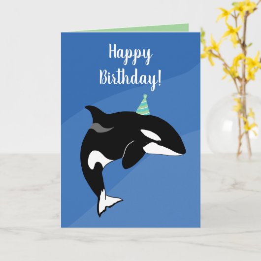 orca Killer Whale Birthday Kaart (Gele Bloem)