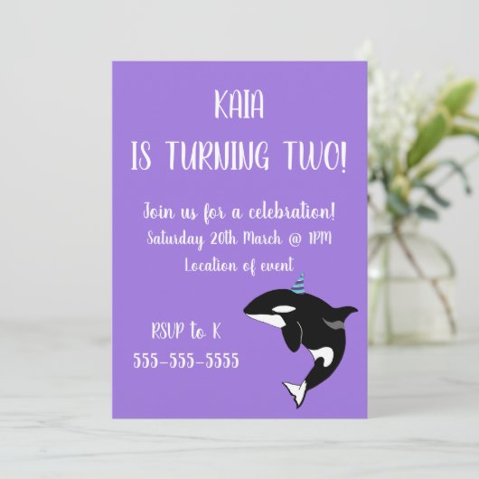 Orca Killer Whale Birthday Kaart (Staand voorkant)