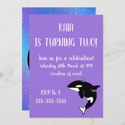 Orca Killer Whale Birthday Kaart (Voorkant / Achterkant)