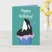  Orca Killer Whale Birthday Kaart (Gele Bloem)