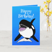 orca Killer Whale Birthday Kaart (Gele Bloem)