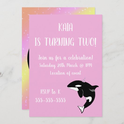 Orca Killer Whale Birthday Kaart (Voorkant / Achterkant)