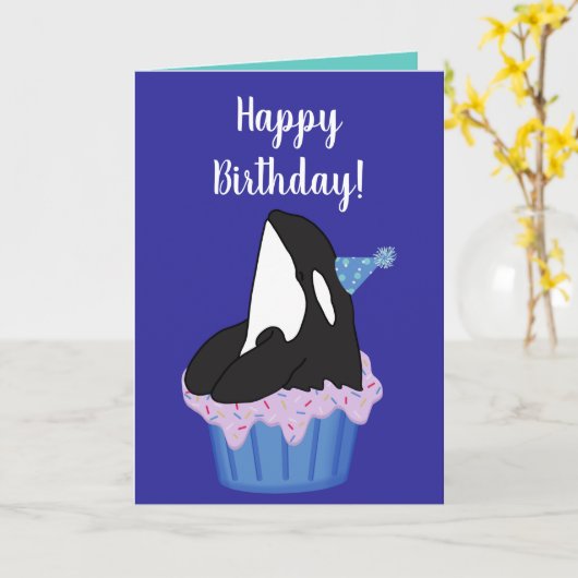  Orca Killer Whale Birthday Kaart (Gele Bloem)