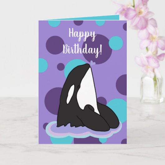  orca Killer Whale Birthday Kaart (Orchidee)