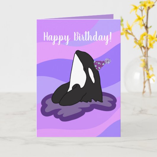  orca Killer Whale Birthday Kaart (Gele Bloem)