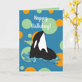 orca Killer Whale Birthday Kaart (Gele Bloem)