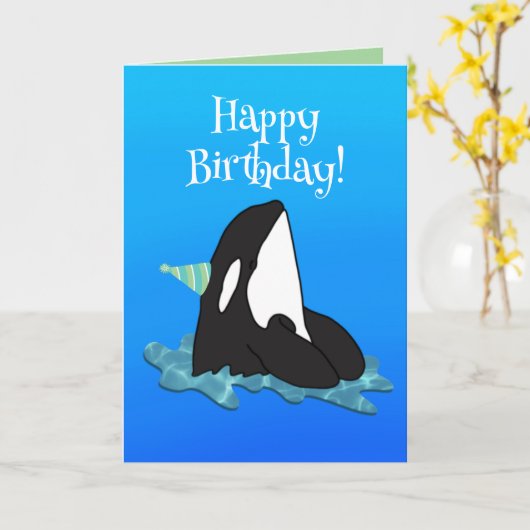  orca Killer Whale Birthday Kaart (Gele Bloem)