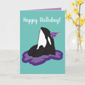  orca Killer Whale Birthday Kaart (Gele Bloem)