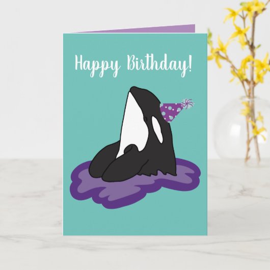  orca Killer Whale Birthday Kaart (Gele Bloem)