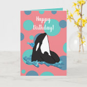 orca Killer Whale Birthday Kaart (Gele Bloem)