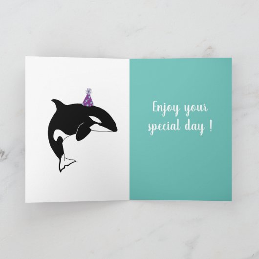  orca Killer Whale Birthday Kaart (Binnen)