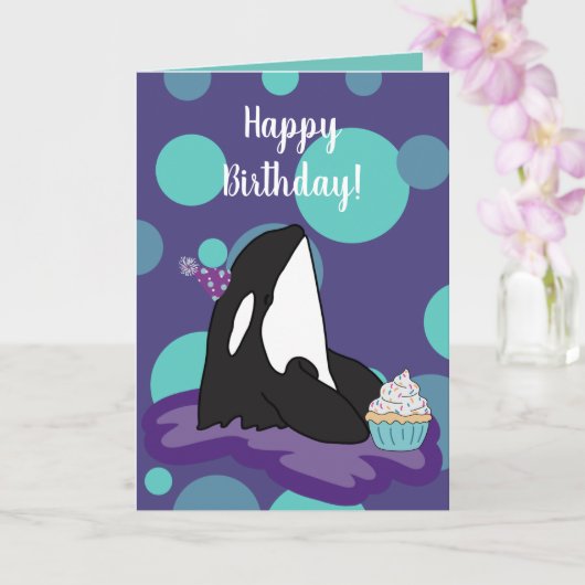  orca Killer Whale Birthday Kaart (Orchidee)