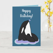  orca Killer Whale Birthday Kaart (Gele Bloem)