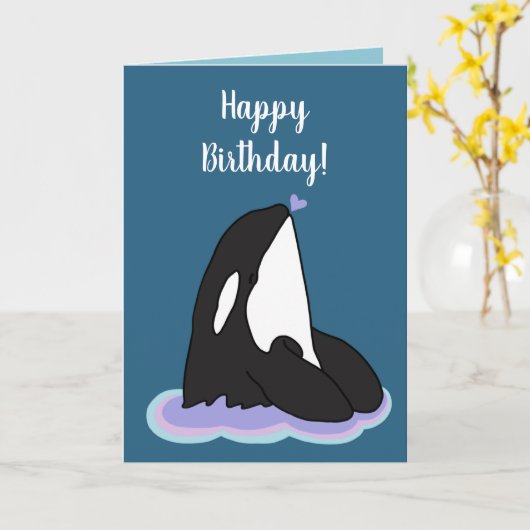  orca Killer Whale Birthday Kaart (Gele Bloem)
