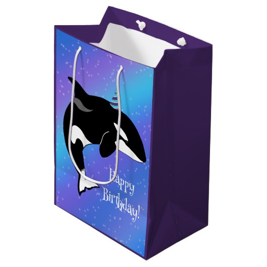  orca Killer Whale Birthday Medium Cadeauzakje (Voorkant Gekanteld)
