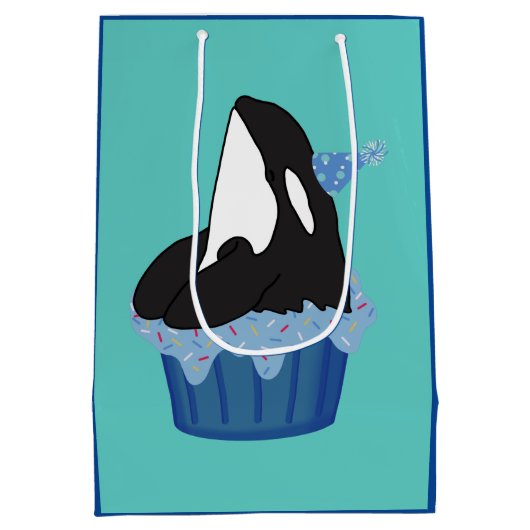  orca Killer Whale Birthday Medium Cadeauzakje (Achterkant)