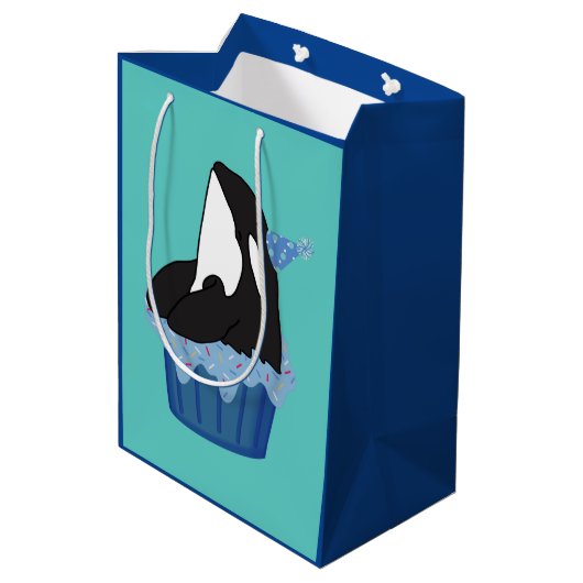 orca Killer Whale Birthday Medium Cadeauzakje (Achterkant Gekanteld)