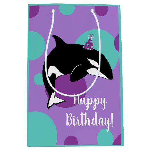  orca Killer Whale Birthday  Medium Cadeauzakje (Voorkant)