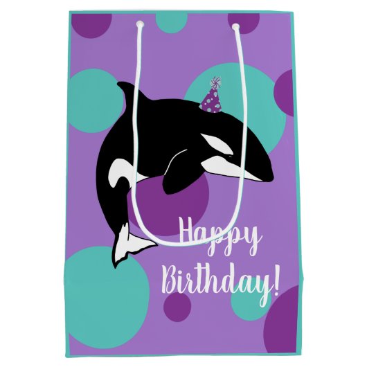  orca Killer Whale Birthday  Medium Cadeauzakje (Achterkant)