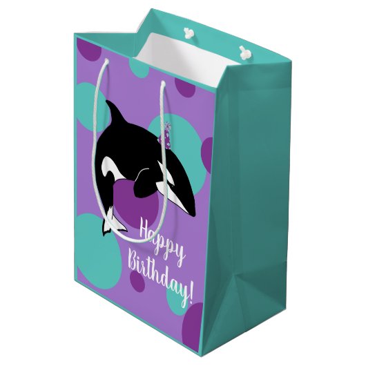  orca Killer Whale Birthday  Medium Cadeauzakje (Achterkant Gekanteld)