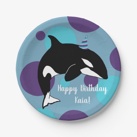 Orca Killer Whale Birthday Papieren Bordje (Voorkant)