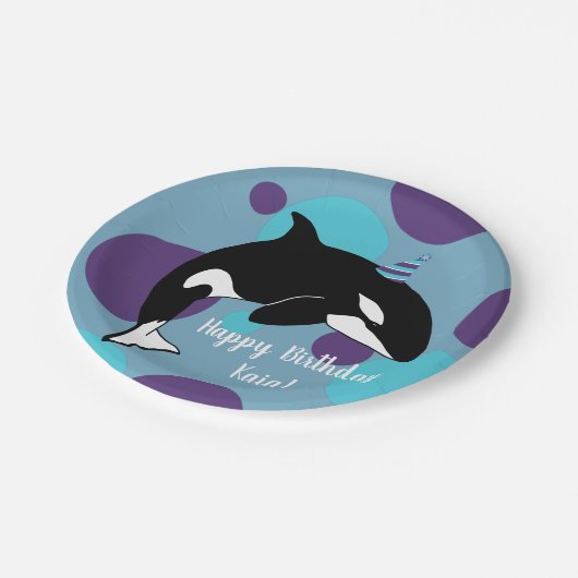 Orca Killer Whale Birthday Papieren Bordje (Gekanteld)