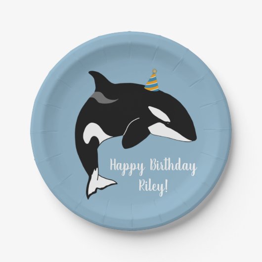  orca Killer Whale Birthday Papieren Bordje (Voorkant)
