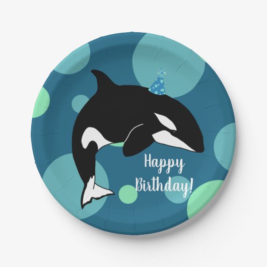  orca Killer Whale Birthday Papieren Bordje (Voorkant)