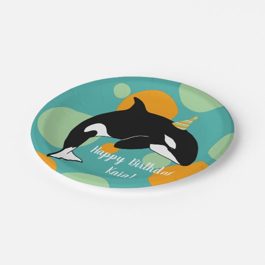 Orca Killer Whale Birthday Papieren Bordje (Gekanteld)