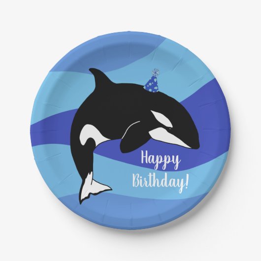  orca Killer Whale Birthday Papieren Bordje (Voorkant)