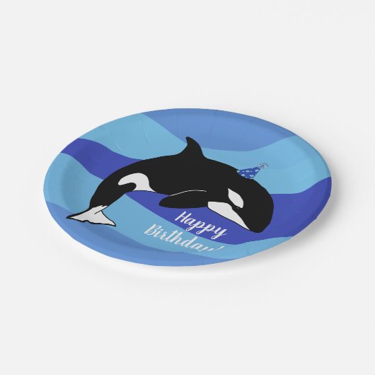 orca Killer Whale Birthday Papieren Bordje (Gekanteld)