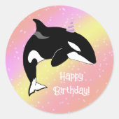  orca Killer Whale Birthday Ronde Sticker (Voorkant)