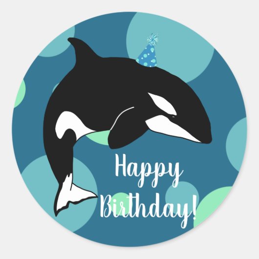  orca Killer Whale Birthday Ronde Sticker (Voorkant)