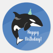 orca Killer Whale Birthday Ronde Sticker (Voorkant)