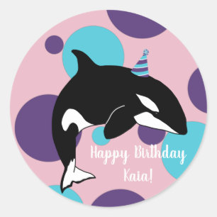 Orca Killer Whale Birthday Ronde Sticker