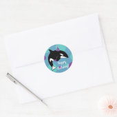 orca Killer Whale Birthday Ronde Sticker (Envelop)