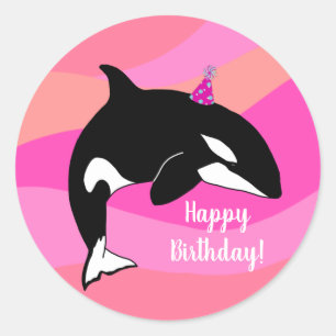 orca Killer Whale Birthday Ronde Sticker