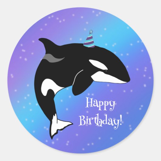 orca Killer Whale Birthday Ronde Sticker (Voorkant)