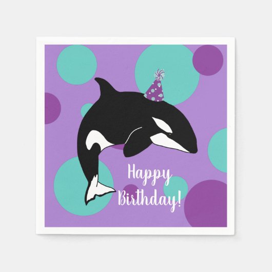 orca Killer Whale Birthday Servet (Voorkant)