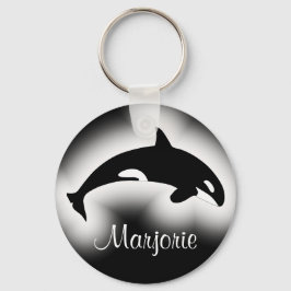Orca Killer Whale Black en White Name Sleutelhanger